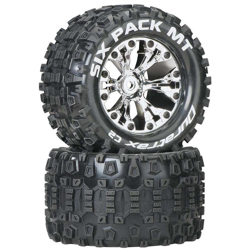 Duratrax Six-Pack MT 2.8" 2WD Mounted Rear C2 Tires, Chrome (2)
