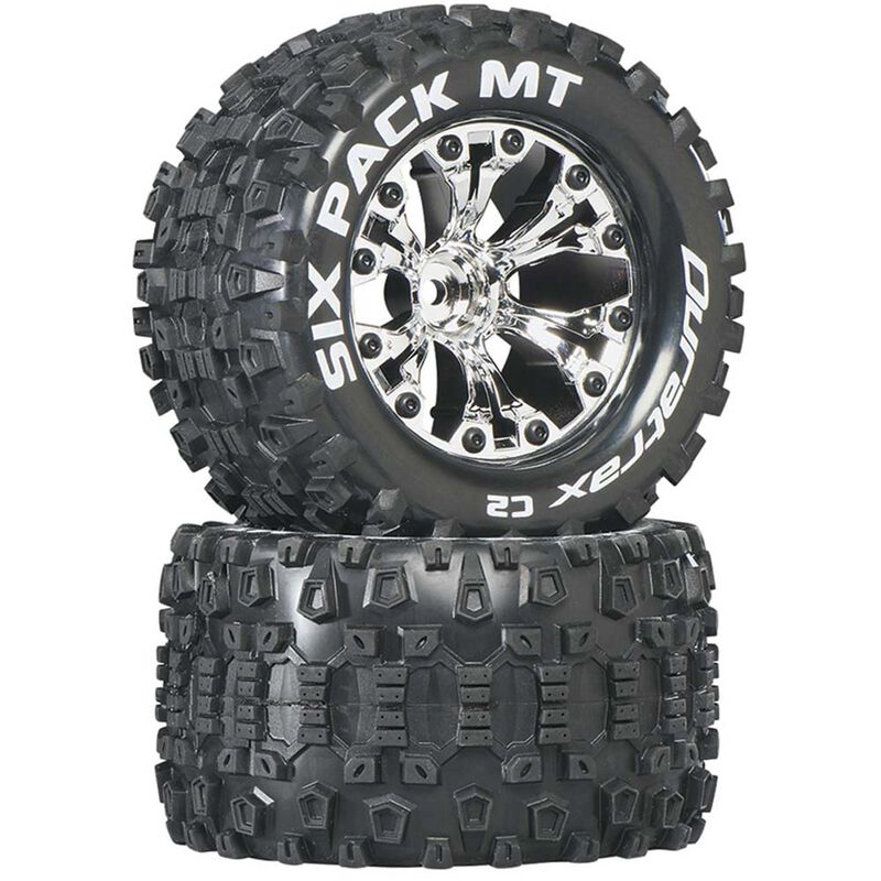 Duratrax Six-Pack MT 2.8" 2WD Mounted 1/2" Offset Tires, Chrome (2)