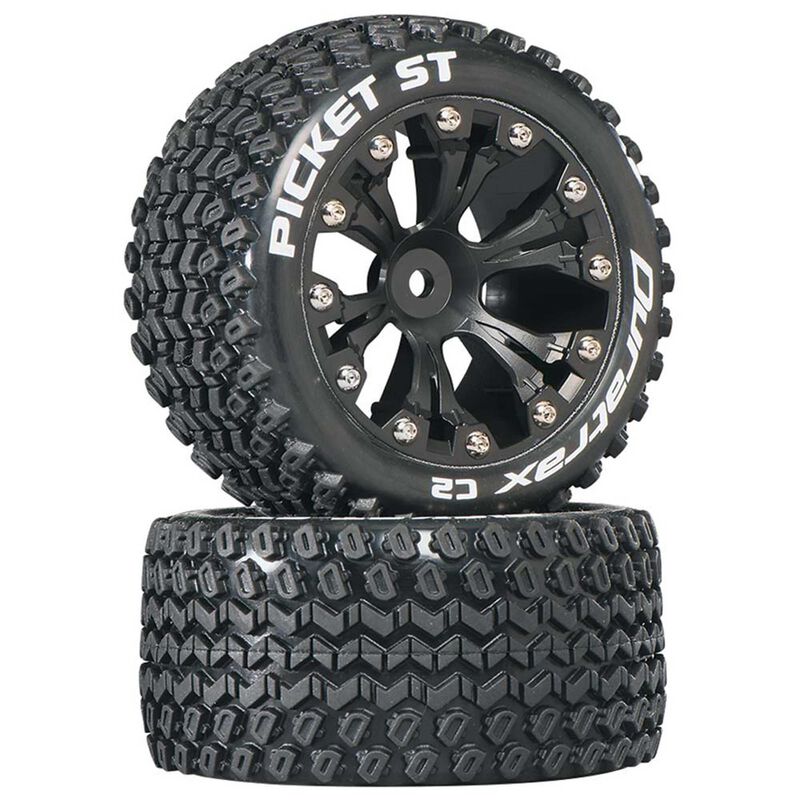 Duratrax Picket ST 2.8" 2WD Mounted Rear C2 Tires, Black (2)