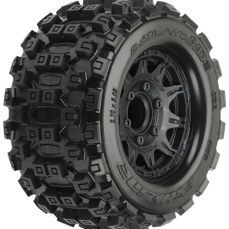 Proline 1/10 Badlands MX28 Fr/Rr 2.8" MT Tires Mounted 12mm Blk Raid (2)