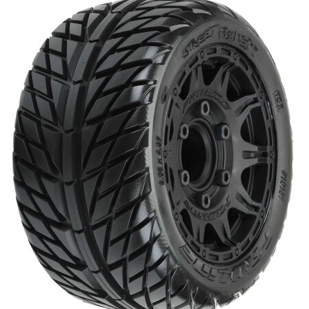 Proline 1/10 Street Fighter LP Fr/Rr 2.8" MT Tires Mounted 12mm Blk Raid (2)