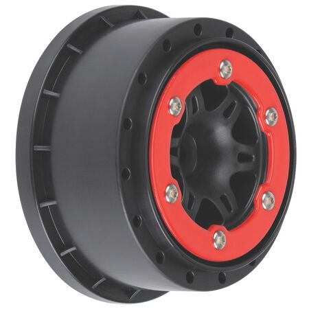 Proline 1/10 Split Six Rear 2.2"/3.0" 12mm Short Course Wheels (2) Red/Black