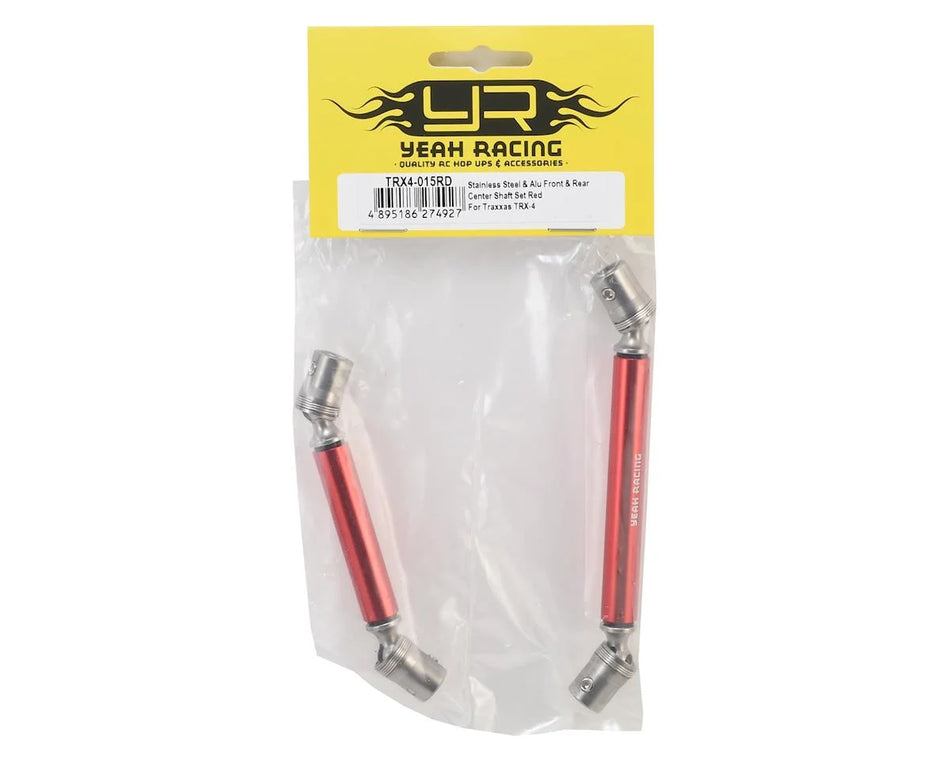 Yeah Racing Stainless Steel Front & Rear Center Shaft Set for Traxxas TRX-4 (Red)